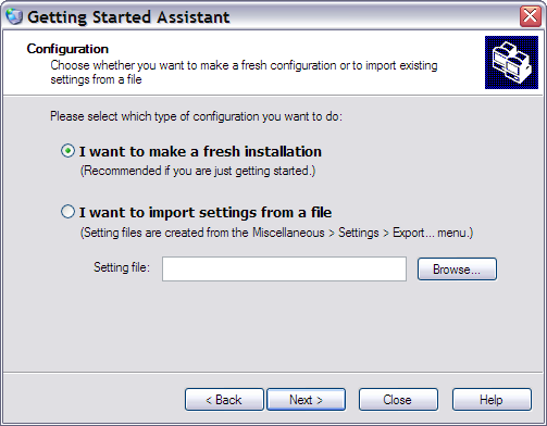 Getting Started Assistant (Configuration)