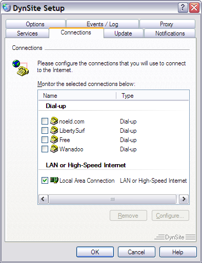 DynSite Setup (Connections)